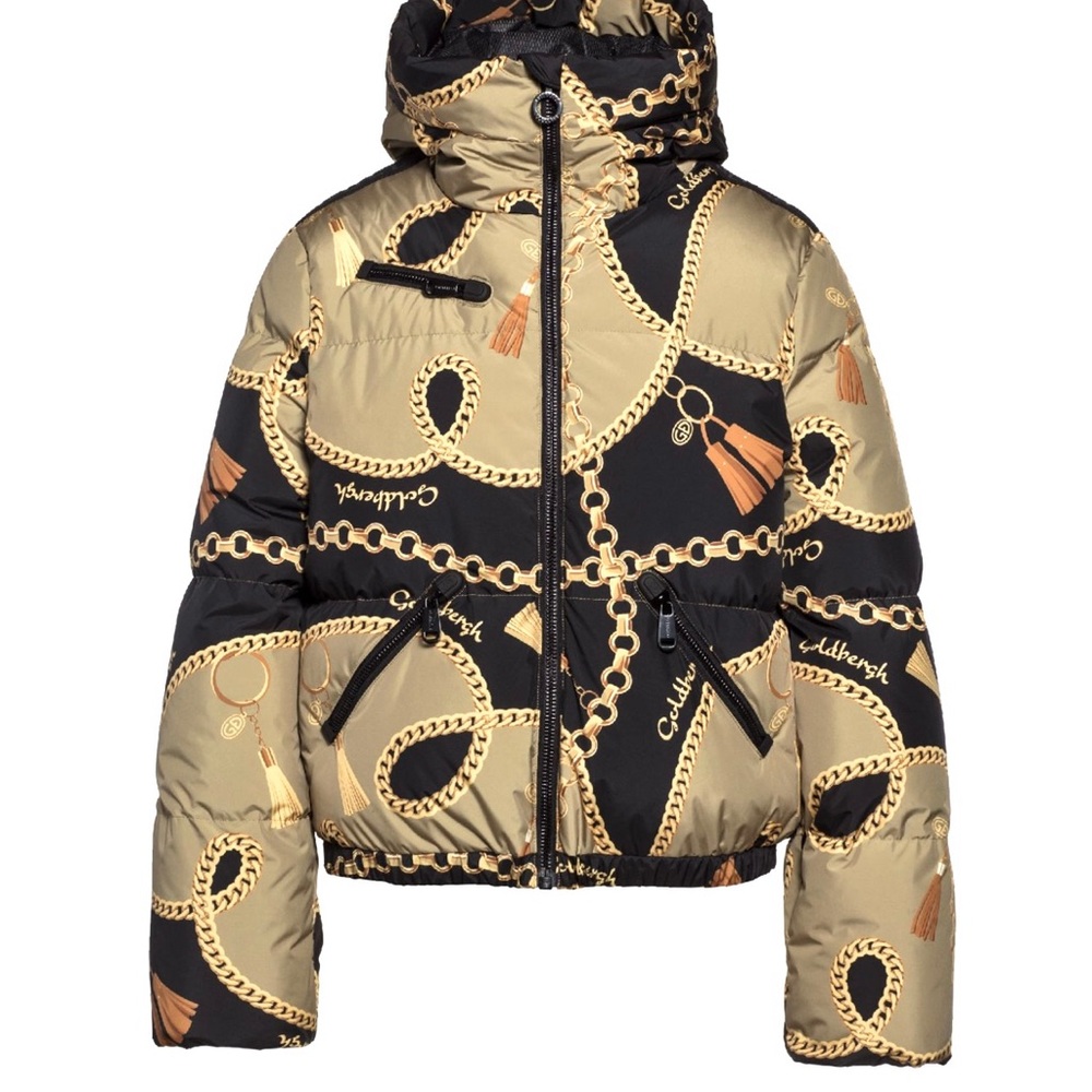 Goldbergh Black and Tan Chain Puffer Ski Jacket